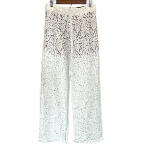 Cherie Lace Crochet Antique White & Tan Palazzo Pant Wide Leg Bridal Sz: L